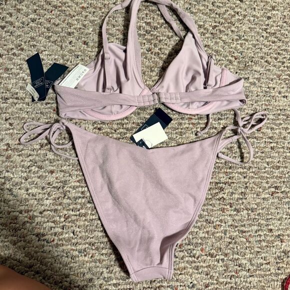 NWT Abercrombie & Fitch Purple Shimmer Asymmetrical String Bikini- Size Medium - Picture 9 of 12